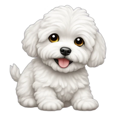 a white maltipoo pinching like italian sticker