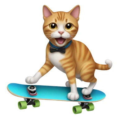 cat with a mustache riding a skateboard  sticker