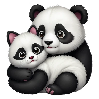Panda hugging a kitty sticker