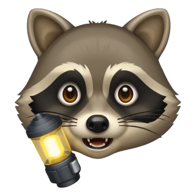 raccoon caught in flashlight glow panic face sticker