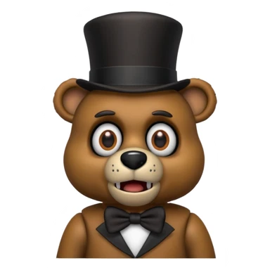 Freddy Fazbear with wide eyes, surprised expression, brown bear animatronic sticker