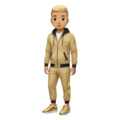 Capelli rasati ai lati con sfumatura, sopra corti e fissati con gel. Look curato e deciso. Indossa tuta firmata (Nike, Adidas, Lacoste, EA7) o jeans skinny, scarpe vistose come Air Force 1. Sempre presenti borsello a tracolla e collana d’oro E tatuaggi d’appertutto a mezzo busto sticker