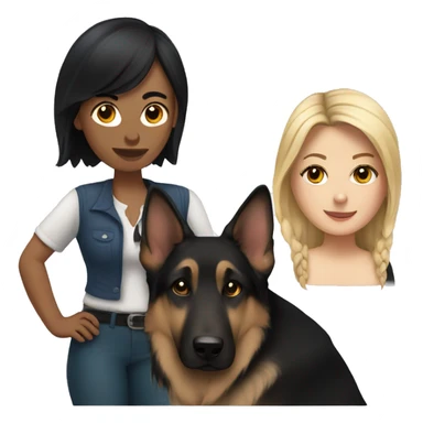 white woman with black hair with a german shepherd  sticker