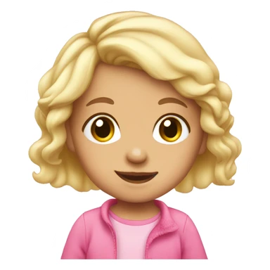 Cute blonde baby girl wearing pink hobby  sticker