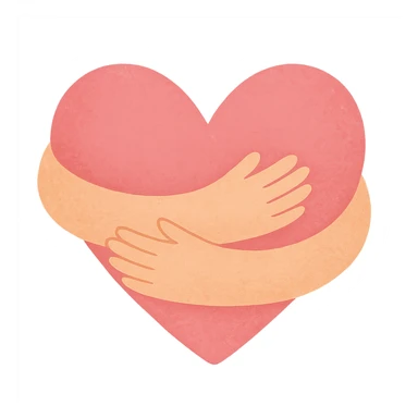 a pink heart wrapped gently with two cozy arms, expressing comfort, love, and support, with a vibe of warmth and kindness sticker