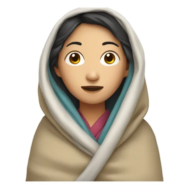 Asian woman in blanket sticker