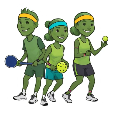 4 people playing pickball sticker