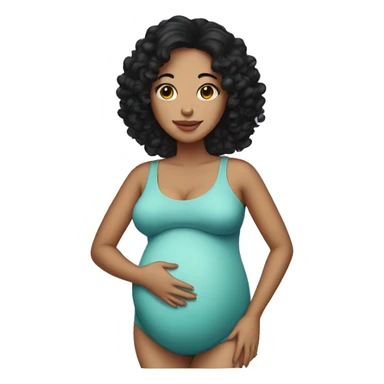Pregnant woman with black curly hair sticker