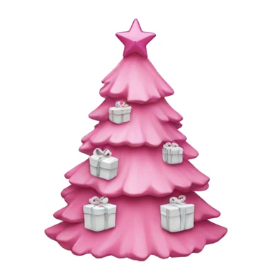 pink christmas tree with white presents underneath sticker