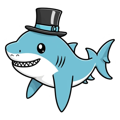 Shark with a top hat sticker