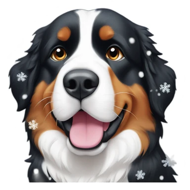 bernese mountain dog under very big snowflakes sticker