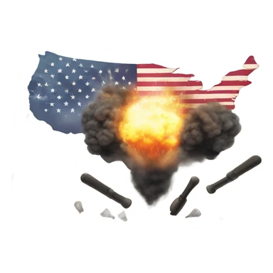 Make a sign that reads World War III is coming surrounded by bombs and American flags sticker