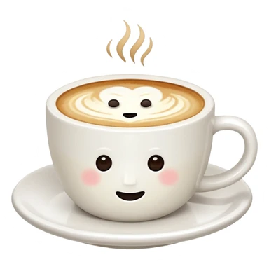 a flat white coffee without a face in a clean white coffee mug witout anyhing on it. there is latte art in the coffee sticker