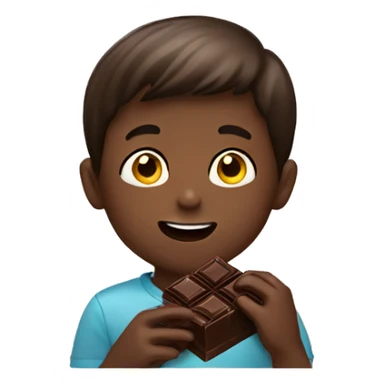 Boy eating chocolate sticker