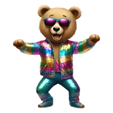 bear disco dancing  sticker
