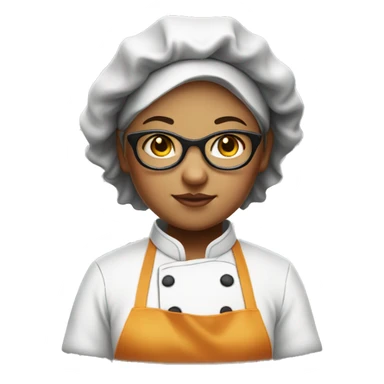 slightly chubby chef girl with glasses and short hair sticker