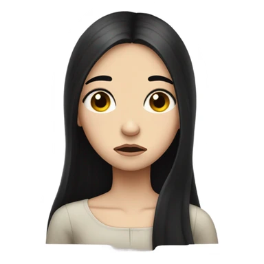 Pale girl black hair sad and crying and heart broken sticker