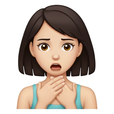 tan girl with dark hair choking herself  sticker