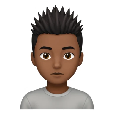Dark brown boy, with short black spiky hair, black eyes sticker