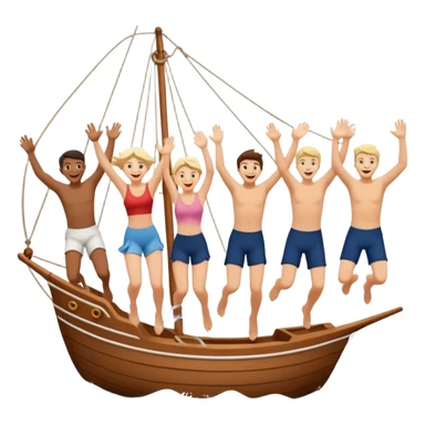 group of people jumping off a sailing ship into the ocean - from the side sticker