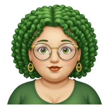  glassess and green curly haired fat girl earrings sticker