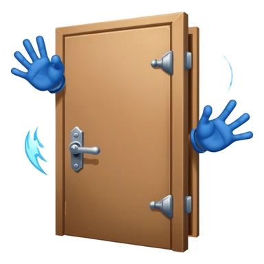 A closed door with a knuckles knocking on it. Because success isn’t about waiting—it’s about knocking until someone answers.blue power magic on knocking sticker