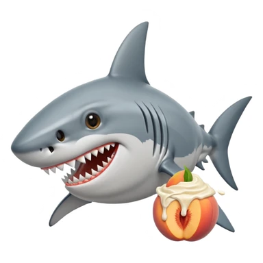 shark with dreads eating cream peaches sticker