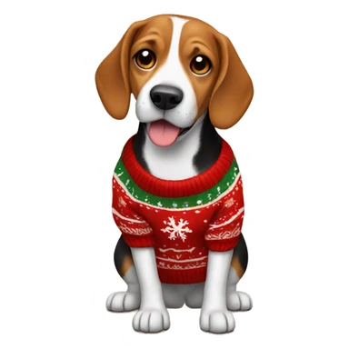 Beagle wearing a Christmas sweater  sticker