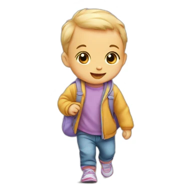 baby walking to daycare sticker
