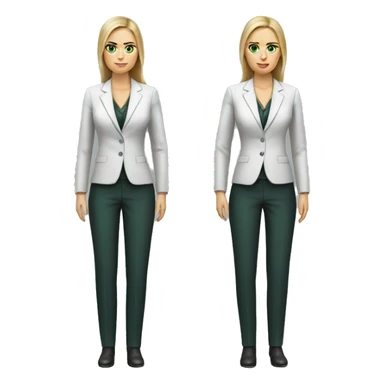 Russian woman 35 years old with green eyes full length in suit photorealistic serious sticker