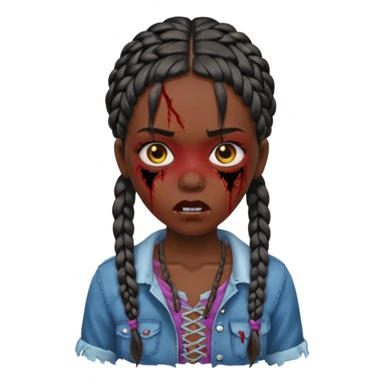swag zombie girl black with braids sticker