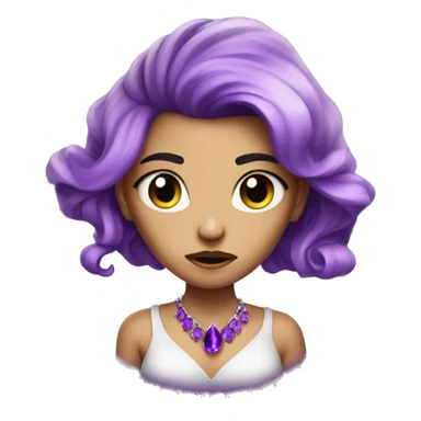 fuming mad jewel girl with purple gem hair sticker