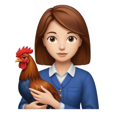 Brown hair Woman holding rooster sticker