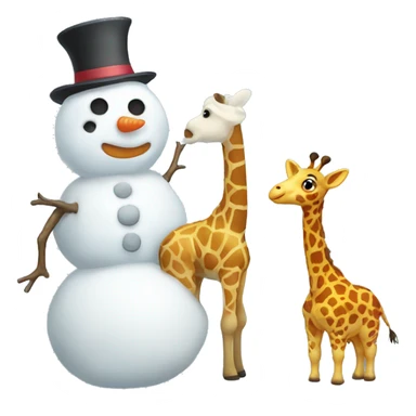 Snowman next to little giraffe sticker
