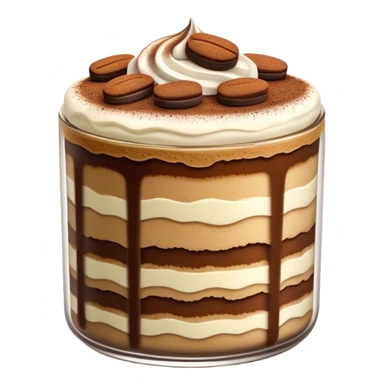 Cinematic Realistic Tiramisu Dessert Emoji, featuring layers of coffee‚Äêsoaked ladyfingers and mascarpone cream dusted with cocoa rendered with delicate textures and warm, inviting lighting. sticker
