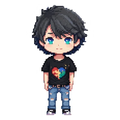 cute chibi boy with t-shirt and jeans sticker