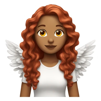 Latina girl with long red wavy hair with white wings sticker
