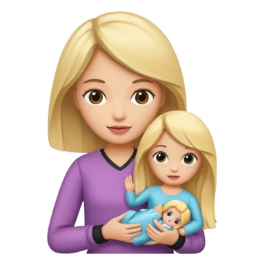 woman holding blonde doll sticker