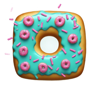 Square donut with teal icing and pink sprinkles sticker