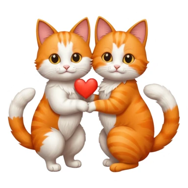 Two cats with their tails making a heart  sticker