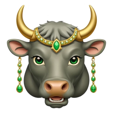 Grey bull with gold and green jewelry  sticker