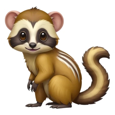 Colorful shiny hyper-realistic cute smooth soft fuzzy Tamarin-Anteater-Civet-Numbat-hybrid (full body) sticker