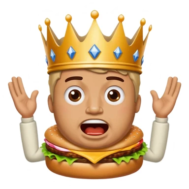 man with a burger king crown sitting down yelling sticker