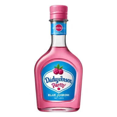 bottle of oil blue top pink outside with logo that says Diddy Party oil Johnson and Johnson  brand with a smiling berry on top sticker