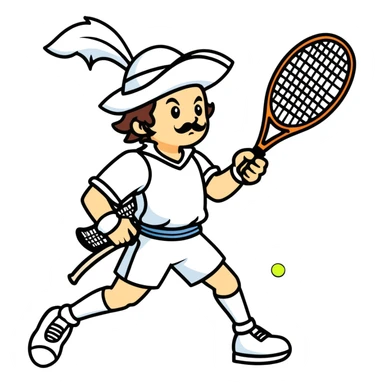 As musketeer holding a tennis racket  sticker