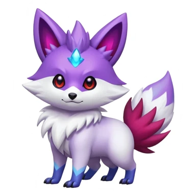 Shiny White with Violet markings and nebula markings Zorua-Zangoose-Pokémon-Fakémon-fusion-hybrid-creature sticker