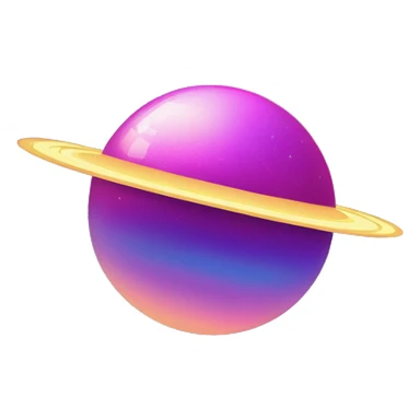 sparkly glittery blue purple and pink gradient planet with a yellow cheesy saturn ring sticker
