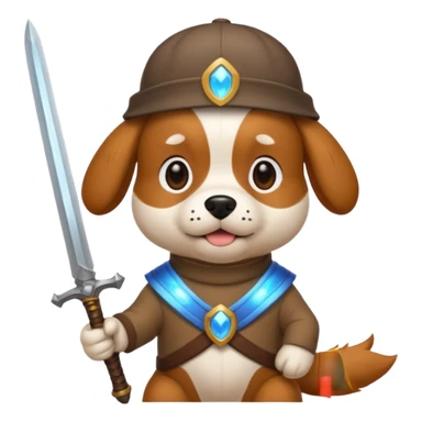 dog with a backwards cap holding a glowing sword sticker