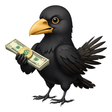 crow with cash  sticker