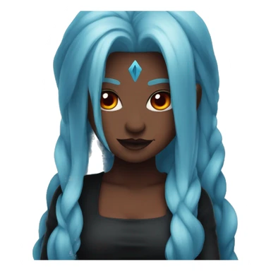 A blue haired red skin black dress demon girl sticker